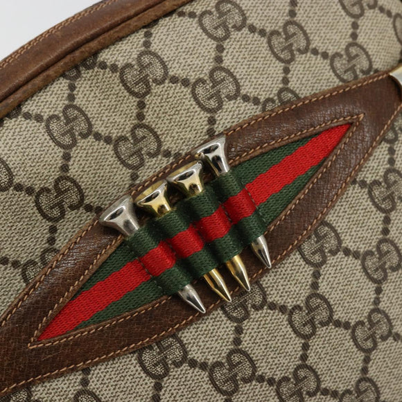 GUCCI GG Supreme Web Sherry Line Shoulder Bag PVC Beige Gold Red Auth 179084
