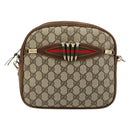 GUCCI GG Supreme Web Sherry Line Shoulder Bag PVC Beige Gold Red Auth 179084-13