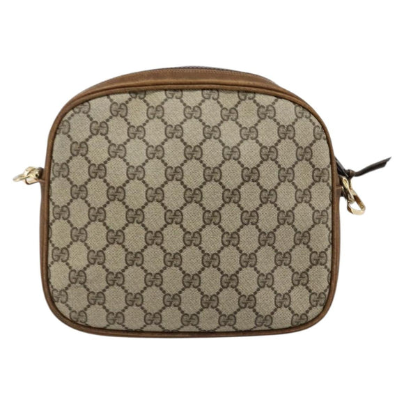 GUCCI GG Supreme Web Sherry Line Shoulder Bag PVC Beige Gold Red Auth 179084