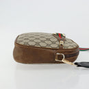 GUCCI GG Supreme Web Sherry Line Shoulder Bag PVC Beige Gold Red Auth 179084-3