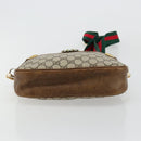 GUCCI GG Supreme Web Sherry Line Shoulder Bag PVC Beige Gold Red Auth 179084-5