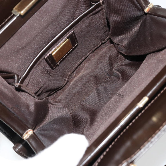 FENDI Hand Bag Leather Black Gold Auth 179086A