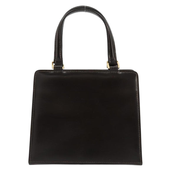 FENDI Hand Bag Leather Black Gold Auth 179086A
