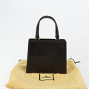 FENDI Hand Bag Leather Black Gold Auth 179086A-23