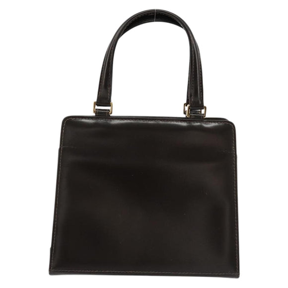 FENDI Hand Bag Leather Black Gold Auth 179086A