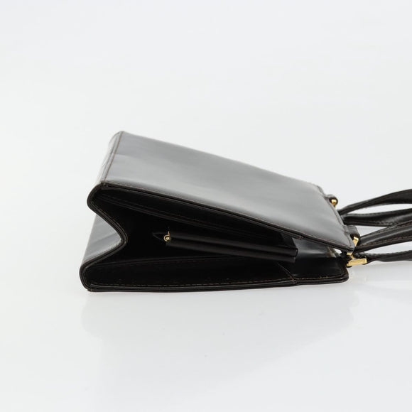FENDI Hand Bag Leather Black Gold Auth 179086A