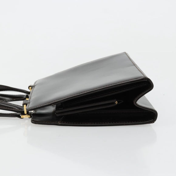 FENDI Hand Bag Leather Black Gold Auth 179086A