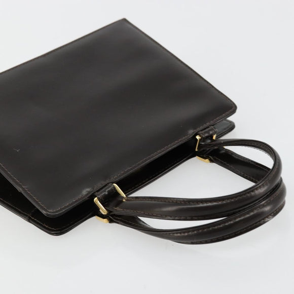 FENDI Hand Bag Leather Black Gold Auth 179086A