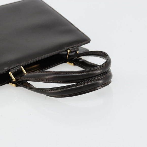 FENDI Hand Bag Leather Black Gold Auth 179086A