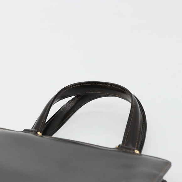 FENDI Hand Bag Leather Black Gold Auth 179086A