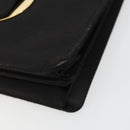 Salvatore Ferragamo Gancini Chain Shoulder Bag Satin Black Gold Auth 179087-9