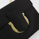 Salvatore Ferragamo Gancini Chain Shoulder Bag Satin Black Gold Auth 179087-17