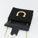 Salvatore Ferragamo Gancini Chain Shoulder Bag Satin Black Gold Auth 179087-10