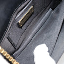 Salvatore Ferragamo Gancini Chain Shoulder Bag Satin Black Gold Auth 179087-11