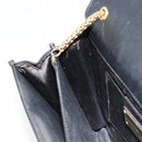 Salvatore Ferragamo Gancini Chain Shoulder Bag Satin Black Gold Auth 179087-20