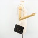 Salvatore Ferragamo Gancini Chain Shoulder Bag Satin Black Gold Auth 179087-23