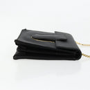 Salvatore Ferragamo Gancini Chain Shoulder Bag Satin Black Gold Auth 179087-3