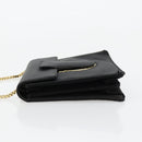 Salvatore Ferragamo Gancini Chain Shoulder Bag Satin Black Gold Auth 179087-4