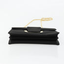 Salvatore Ferragamo Gancini Chain Shoulder Bag Satin Black Gold Auth 179087-5