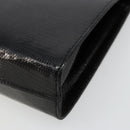 Salvatore Ferragamo Gancini Chain Bag Leather Embossed Black Gold Auth 179088A-10
