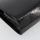 Salvatore Ferragamo Gancini Chain Bag Leather Embossed Black Gold Auth 179088A-11