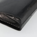 Salvatore Ferragamo Gancini Chain Bag Leather Embossed Black Gold Auth 179088A-13