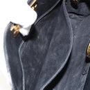 Salvatore Ferragamo Gancini Chain Bag Leather Embossed Black Gold Auth 179088A-20