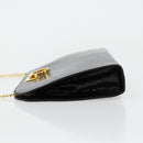 Salvatore Ferragamo Gancini Chain Bag Leather Embossed Black Gold Auth 179088A-5