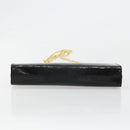 Salvatore Ferragamo Gancini Chain Bag Leather Embossed Black Gold Auth 179088A-9