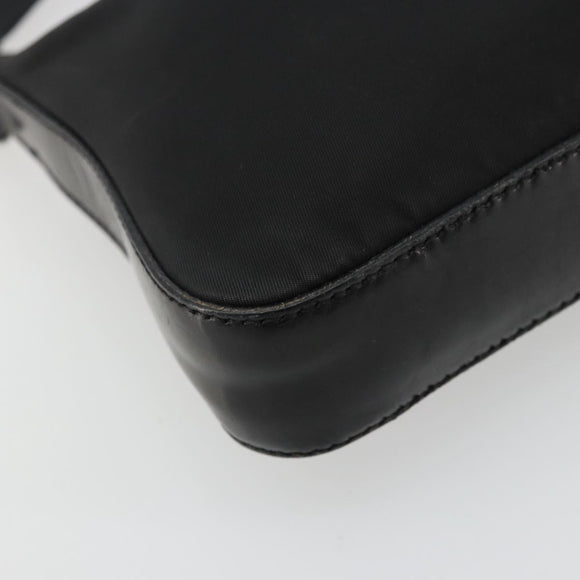 PRADA Shoulder Bag Nylon Black Silver Auth 179091A