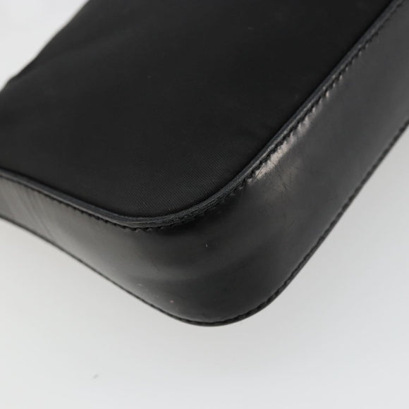 PRADA Shoulder Bag Nylon Black Silver Auth 179091A