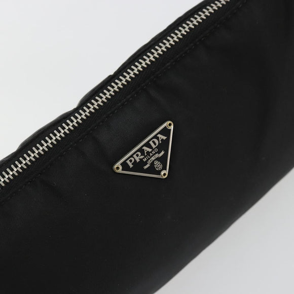 PRADA Shoulder Bag Nylon Black Silver Auth 179091A