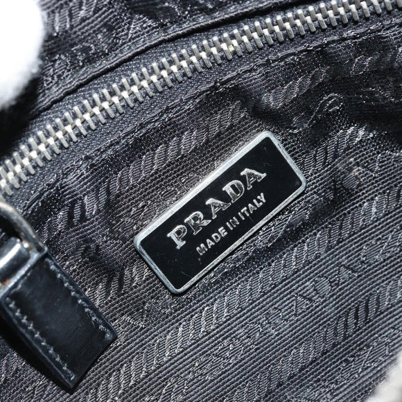 PRADA Shoulder Bag Nylon Black Silver Auth 179091A