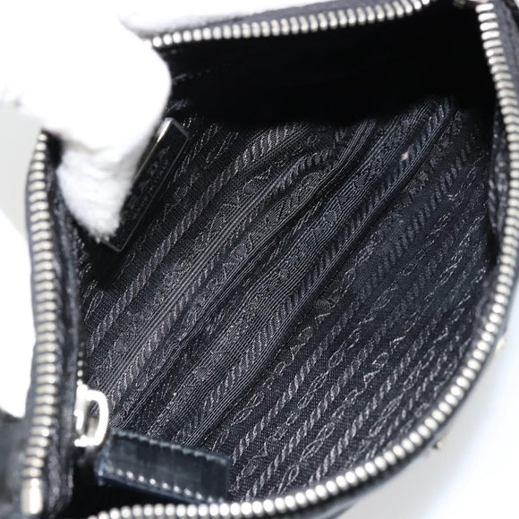 PRADA Shoulder Bag Nylon Black Silver Auth 179091A