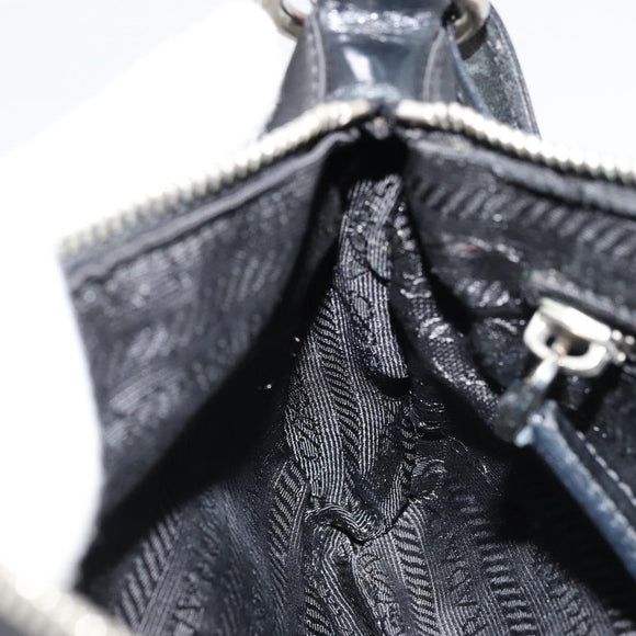 PRADA Shoulder Bag Nylon Black Silver Auth 179091A
