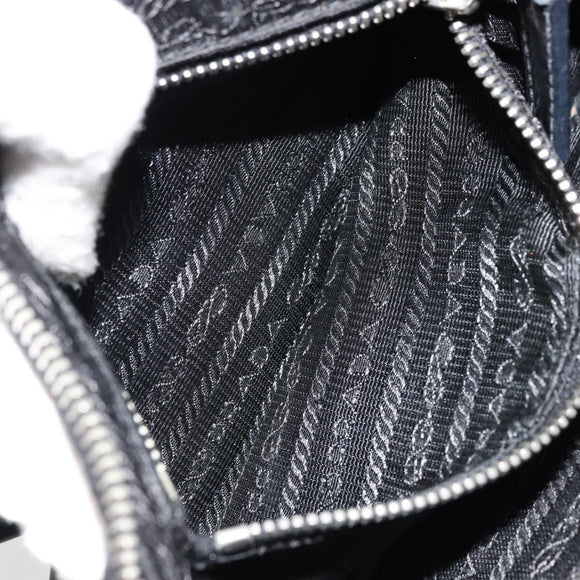 PRADA Shoulder Bag Nylon Black Silver Auth 179091A