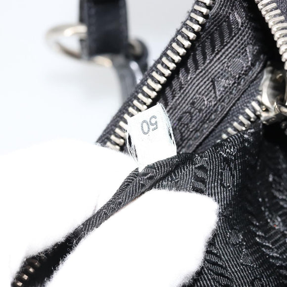 PRADA Shoulder Bag Nylon Black Silver Auth 179091A