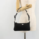 PRADA Shoulder Bag Nylon Black Silver Auth 179091A-24
