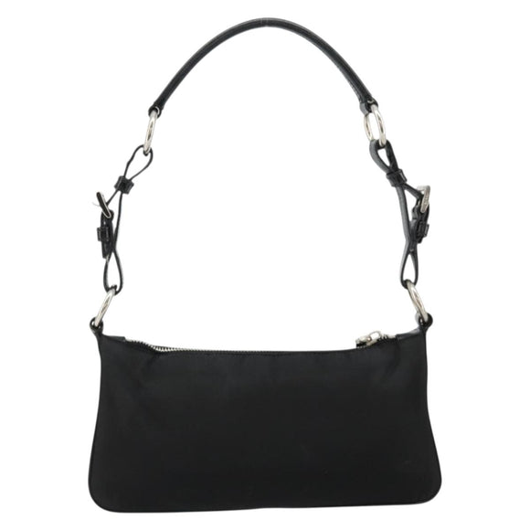 PRADA Shoulder Bag Nylon Black Silver Auth 179091A