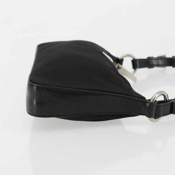 PRADA Shoulder Bag Nylon Black Silver Auth 179091A