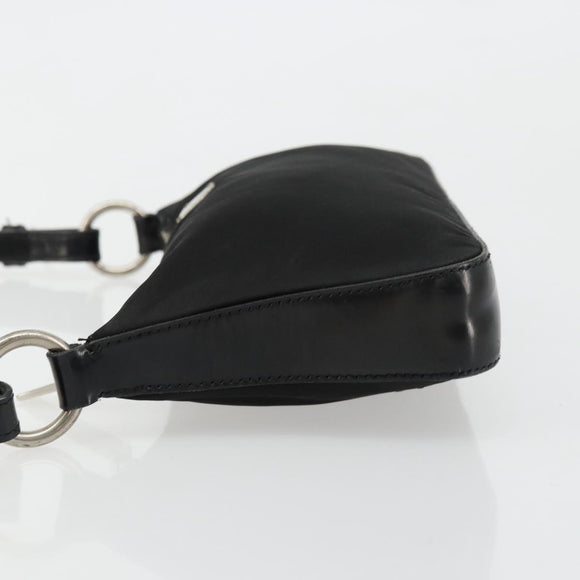 PRADA Shoulder Bag Nylon Black Silver Auth 179091A