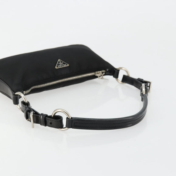 PRADA Shoulder Bag Nylon Black Silver Auth 179091A