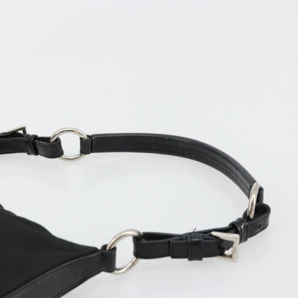 PRADA Shoulder Bag Nylon Black Silver Auth 179091A