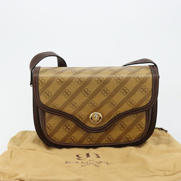 BALENCIAGA Umhängetasche beschichtete Leinwand Gold Beige Auth 179093A