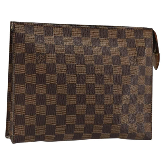 LOUIS VUITTON Damier Ebene Poche Toilette 26 Pouch N47543 LV Auth 179094