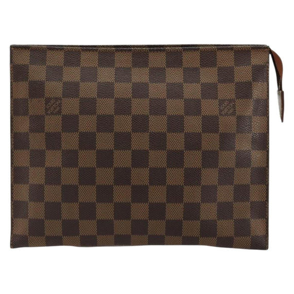 LOUIS VUITTON Damier Ebene Poche Toilette 26 Pouch N47543 LV Auth 179094