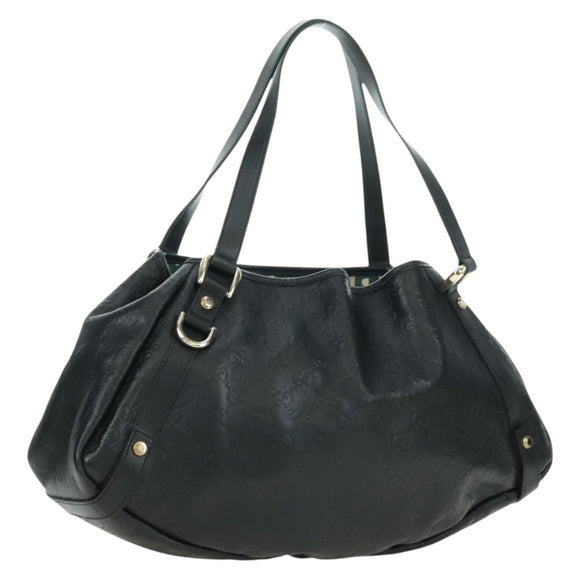GUCCI Guccissima GG Canvas Abbey Tote Bag Leather Black Gold 130736 Auth 179098V