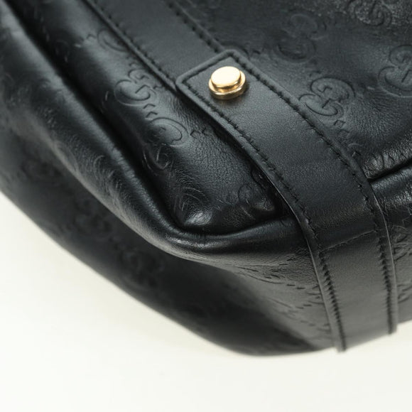 GUCCI Guccissima GG Canvas Abbey Tote Bag Leather Black Gold 130736 Auth 179098V