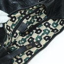 GUCCI Guccissima GG Canvas Abbey Tote Bag Leather Black Gold 130736 Auth 179098V-14