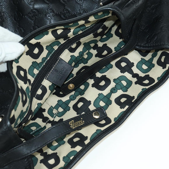 GUCCI Guccissima GG Canvas Abbey Tote Bag Leather Black Gold 130736 Auth 179098V